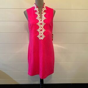Vince Camuto Womens Pink Dress Size 8 White Lace Trim Barbiecore